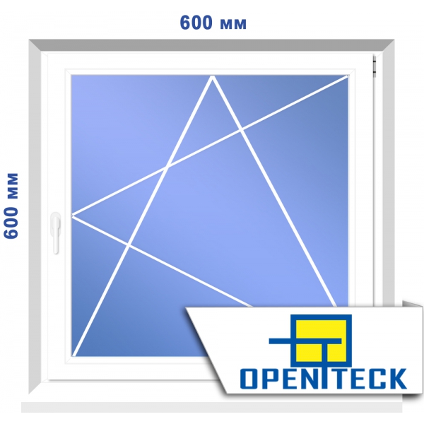 Одностулкове вікно, 600 х 600 мм