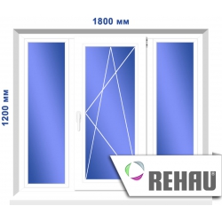 Трьохстулкове вікно, 1800 х 1200 мм