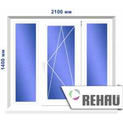 Трьохстулкове вікно, 2100 х 1400 мм